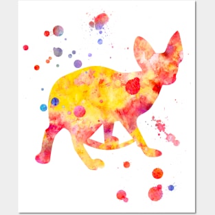 Devon Rex Cat Watercolor Painting Posters and Art